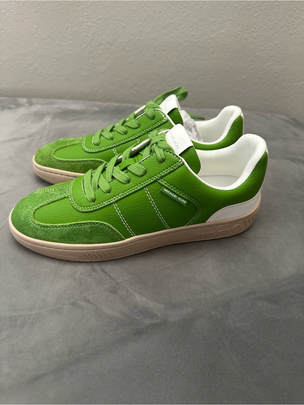 New Michael Kors MK Green Kai Mixed-Media Low-Top Sneakers NIB Size 9M 9